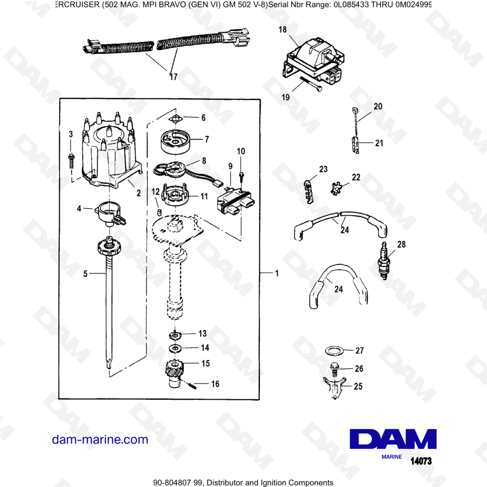 Parts and exploded views for Mercruiser 502 MAG MPI
